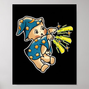 Poster Kewpie Baby Wizard traditionnel Tattoo Flash