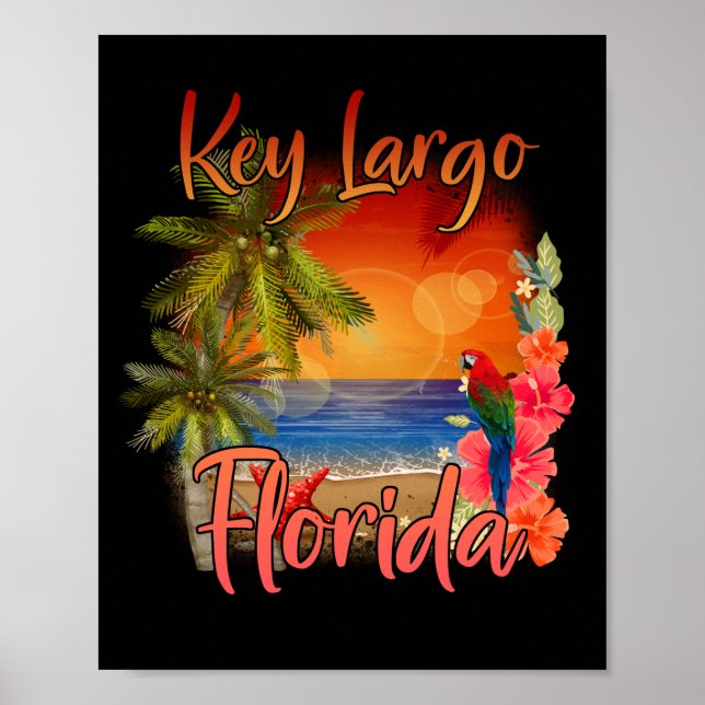 Poster Key Largo Florida Keys Tropical Beach Sunset (Devant)