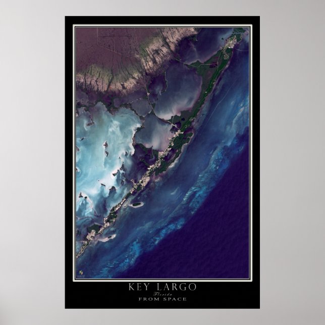 Poster Key Largo Floride De L'Espace Carte Satellite (Devant)