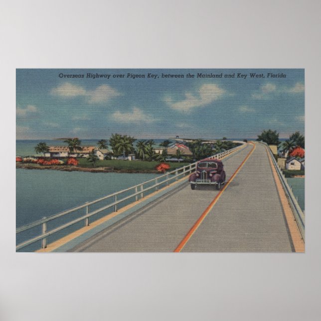 Poster Key West, FL - Autoroute entre Mainland et Keys (Devant)