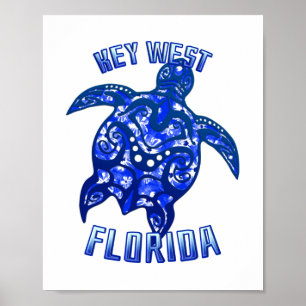 Poster Key West Florida Vacances Tortue Tribale