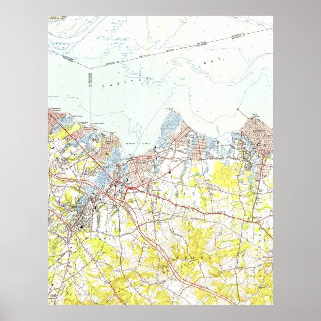 Poster Keyport, Union Beach & Keansburg NJ Map (1954) (Devant)