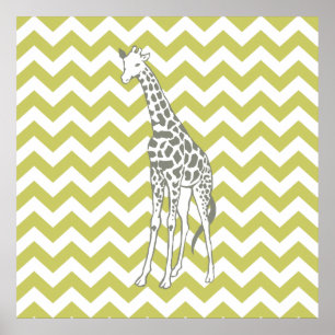 Poster Khaki Safari Chevron with Pop Art Giraffe