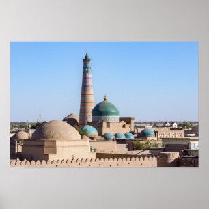 Poster Khiva, Ouzbékistan - Minaret et Mosquée Islam Khod