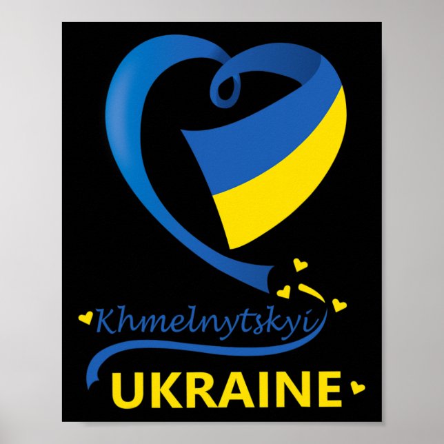 Poster Khmelnytskyi Ukraine National Flag Heart Emblem Cr (Devant)