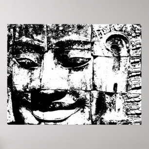 Poster Khmer Stone Face ... Temple de Bayon, Cambodge