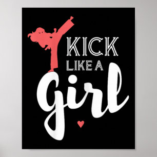 Poster Kick Like A Karate Girl Fight Sport Cadeau