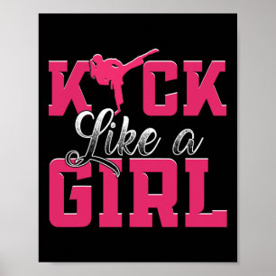 Poster Kick Like Girl Karate Taekwondo Martial Arts