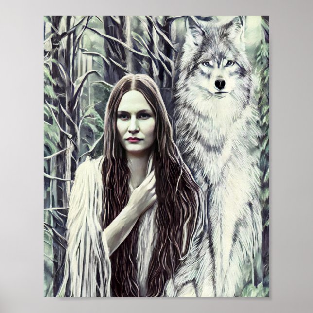 Poster Kickapoo Indian Brujah White Wolf art original (Devant)