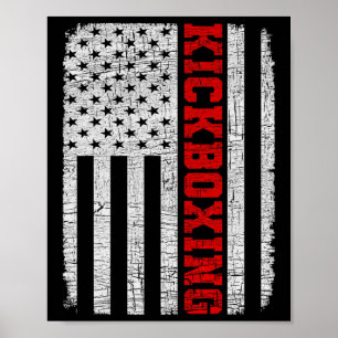 Poster Kickboxing Drapeau Américain 4 Juillet Patriotique