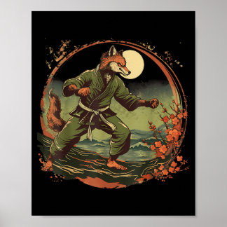 Poster Kickboxing Fox Taekwondo Karaté Mma Drôle d'Art Ma