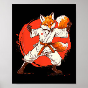 Poster Kickboxing Fox Taekwondo Karaté Mma Drôle Martial
