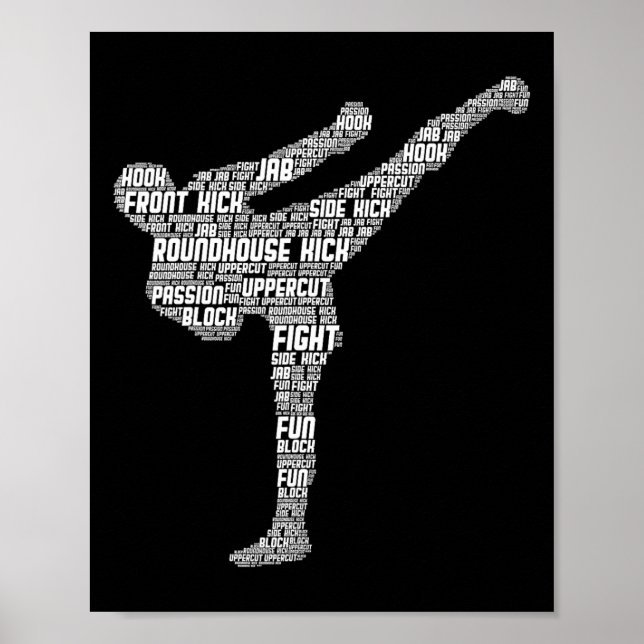 Poster Kickboxing Kickboxer Karate Men Kids Boys  (Devant)