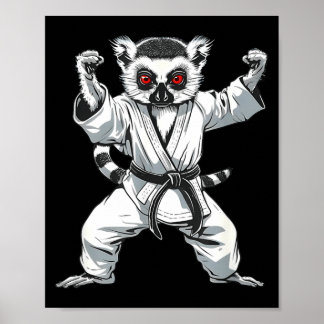 Poster Kickboxing Lémurien Arts Martiaux Karaté Jiu-Jitsu