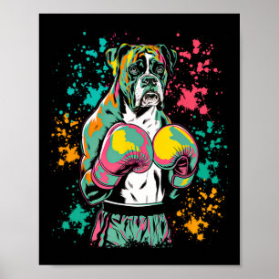 Poster Kickboxing Ou Boxer Chien Drôle Pour Hommes Femmes