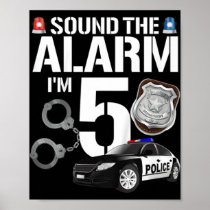 Poster Kids 5 Year Old Police Birthday Officier Cop Car 5