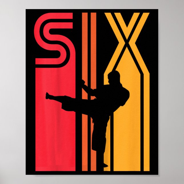 Poster Kids 6th Birthday Gift Karate Retro Taekwondo Mart (Devant)