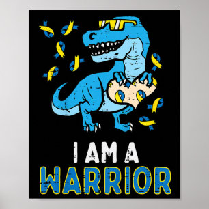 Poster Kids Down Syndrome Guerrier Dino Sensibilisation T