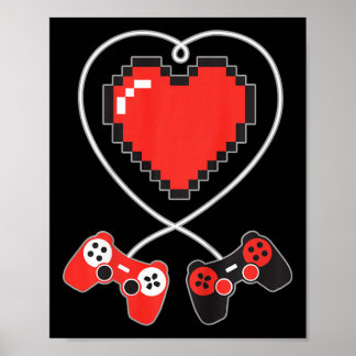 Poster Kids Heart Pixel Art jeu vidéo Contrôleur Valenti