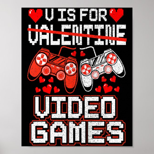 Poster Kids Retro Video Game Valentines Day For Toddler B (Devant)
