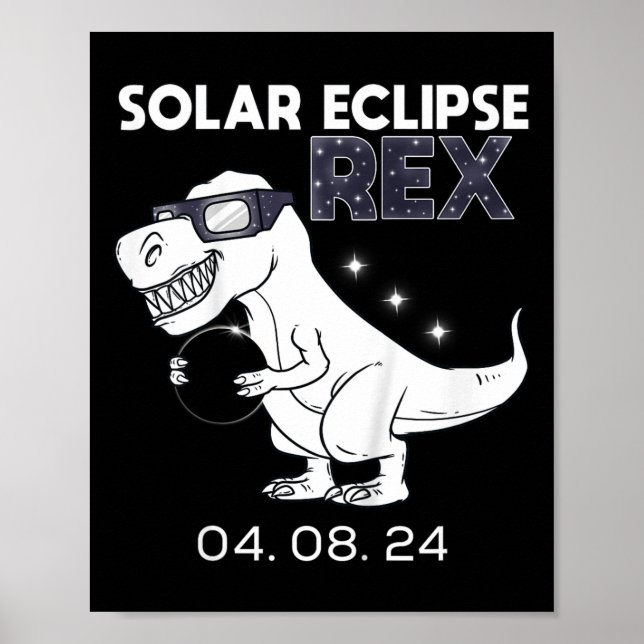 Poster Kids Solar Eclipse T Rex 04.08.2024 Dino Fun Toddl (Devant)