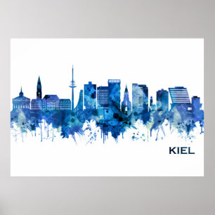 Poster Kiel Allemagne Skyline Blue
