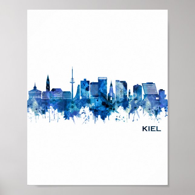 Poster Kiel Allemagne Skyline Blue (Devant)