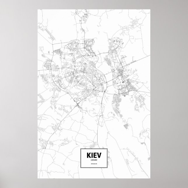 Poster Kiev, Ukraine (noir sur blanc) (Devant)