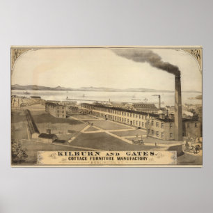 Poster Kilburn et usine de meubles de cottage de portes