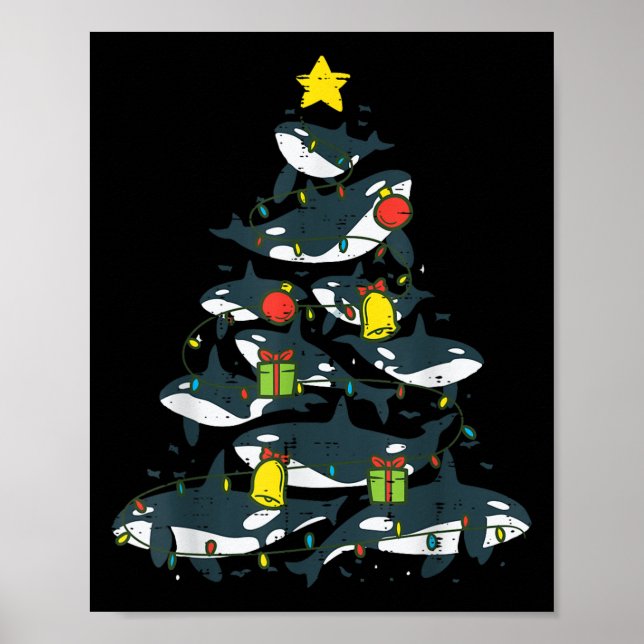 Poster Killer Whales Christmas Tree Xmas Orca Women Men B (Devant)