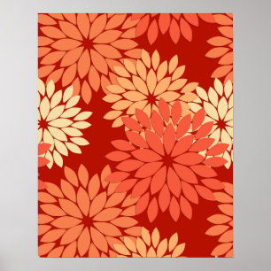 Poster Kimono Floral Moderne Impression, Mandarin Orange