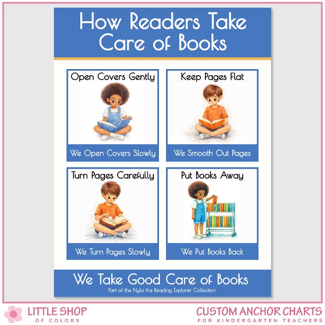 Poster Kindergarten Book Care Teacher Anchor Chart (Créateur téléchargé)