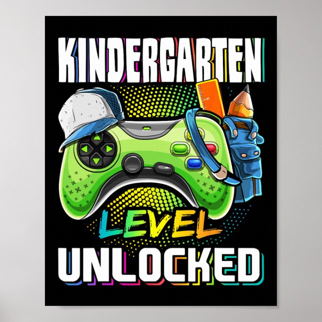 Poster Kindergarten Level Unlocked Video Game Ck To Schoo (Devant)