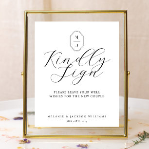 Poster Kindly Sign Minimal Elegant Script Guestbook Sign