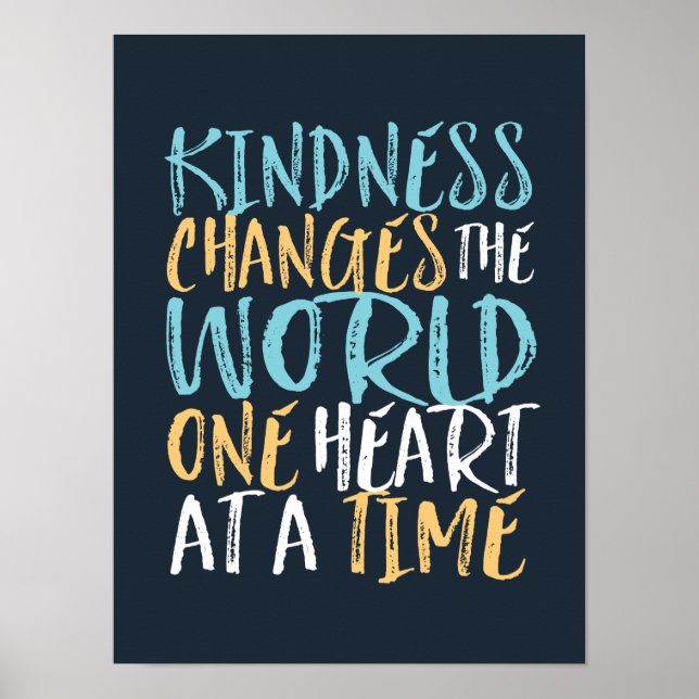 Poster Kindness Change The World Inspirational Cote (Devant)