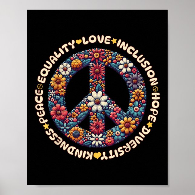 Poster Kindness Peace Equality Love Inclusion Hope Divers (Devant)