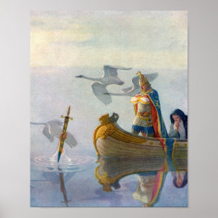Poster King Arthur & Excalibur, c. 1922 par N.C Wyeth