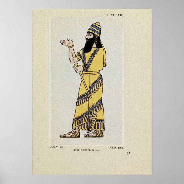 Poster King Assur-Nasir-Pal Ancient Assyrian Costume  (Devant)
