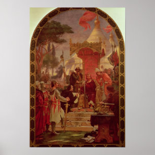 Poster King John Granting the Magna Carta en 1215, 1900