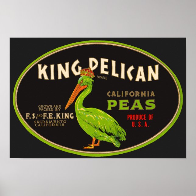 Poster King Pelican California pois crate étiquette (Devant)