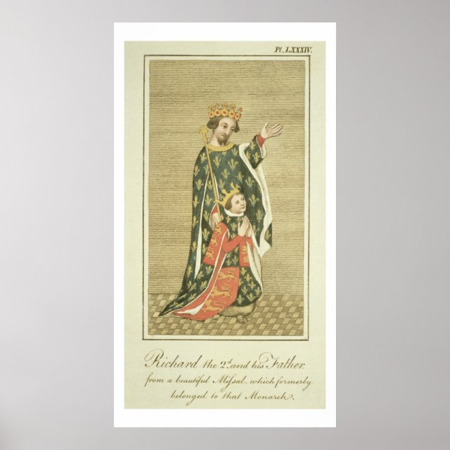Poster King Richard II (1367-1400) avec son père Edward (Devant)