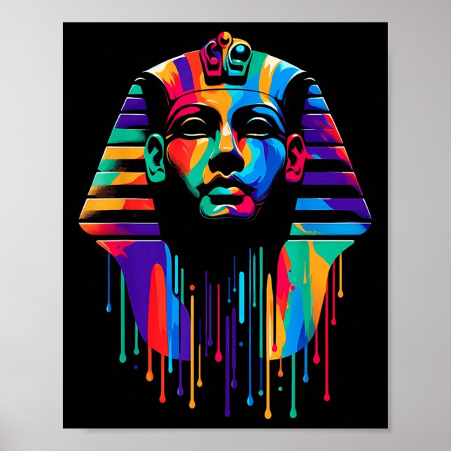 Poster King Tut. Tutankhamun Minimalist Vibrant Style Chr (Devant)