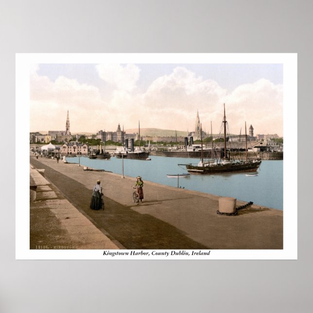 Poster Kingstown - DunLaoghaire Harbour, Co. Dublin (Devant)
