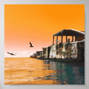 Poster kiptopeke parc national bateaux en béton dreamdaze