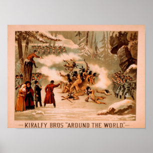 Poster Kiralfy "Autour du monde" Massacre indien