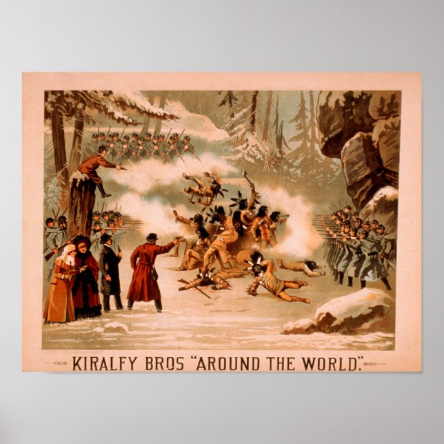Poster Kiralfy "Autour du monde" Massacre indien (Devant)
