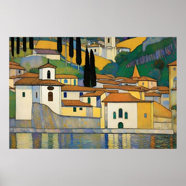 Poster Kirche Cassone Gustav Klimt peinture paysage (Devant)