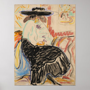 Poster Kirchner - Femme Assis Dans Le Studio