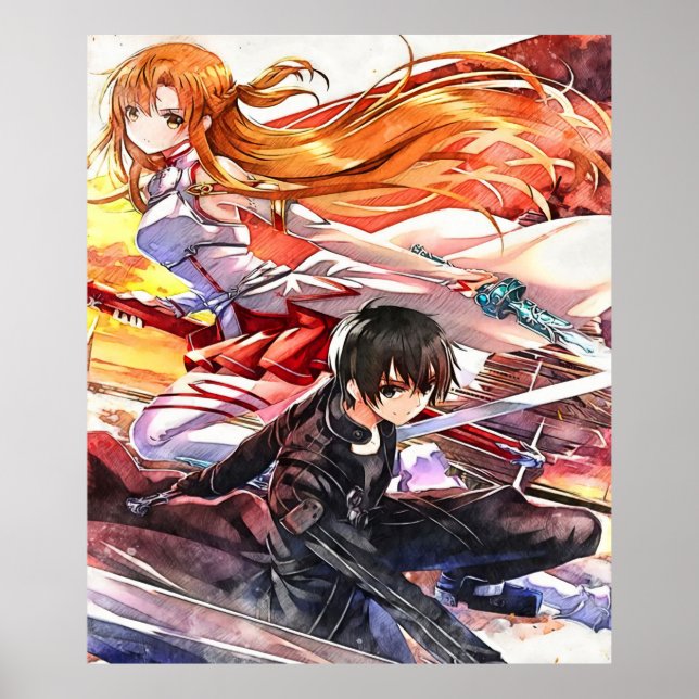 Poster Kirito Asuna - SAO (Devant)