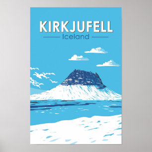 Poster Kirkjufell Islande Travel Art Vintage